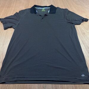 NordicTrack NT Dri Polo Shirt L Black Stripe Athletic Fit Performance